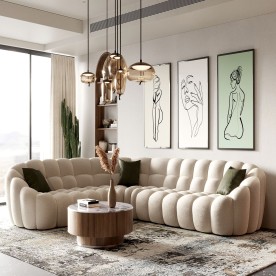 Embrace Contemporary Elegance with the Divani Casa Yolonda Modern Beige Curved Sectional Sofa